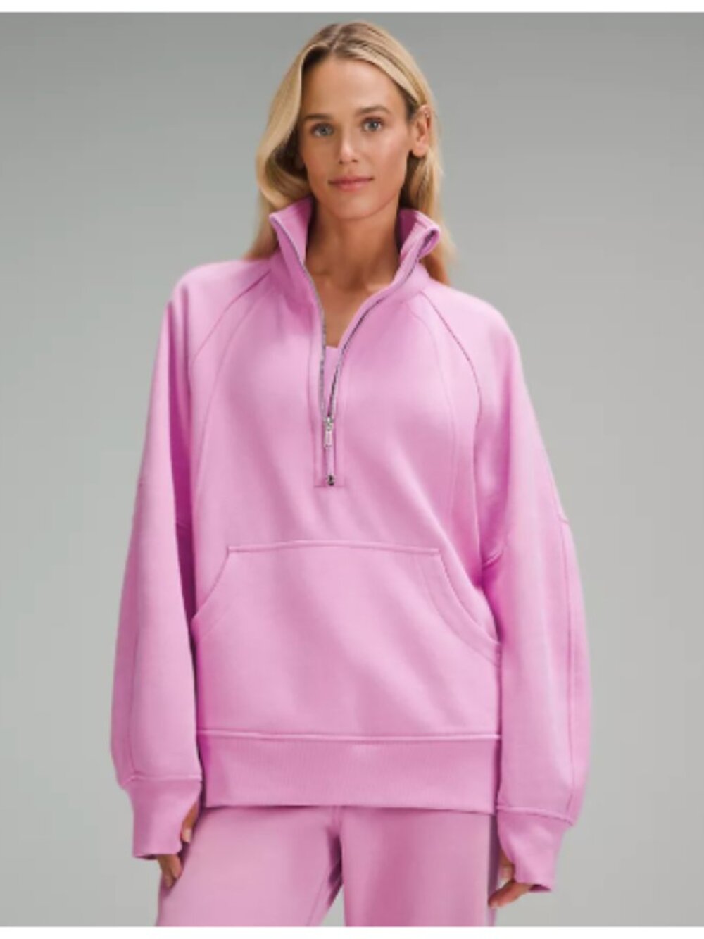SOLD Lululemon Scuba Oversized Funnel-Neck Half Zip *Long Dahlia Mauve Pink M/L - Picture 1 of 6